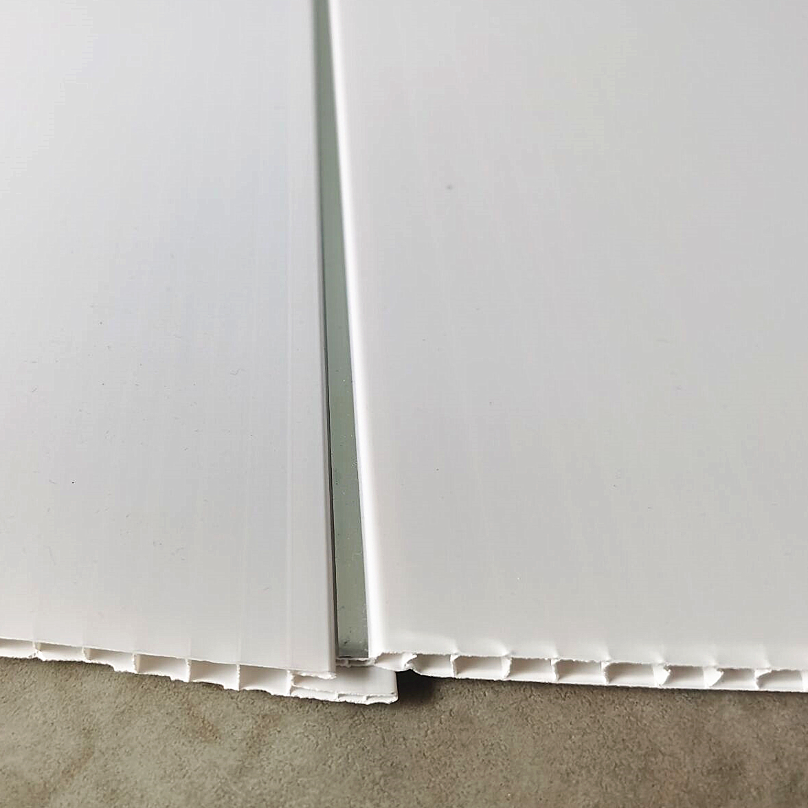 P255 Siding groove +sliver line decoration white glossy  ceiling panel 250x7mm