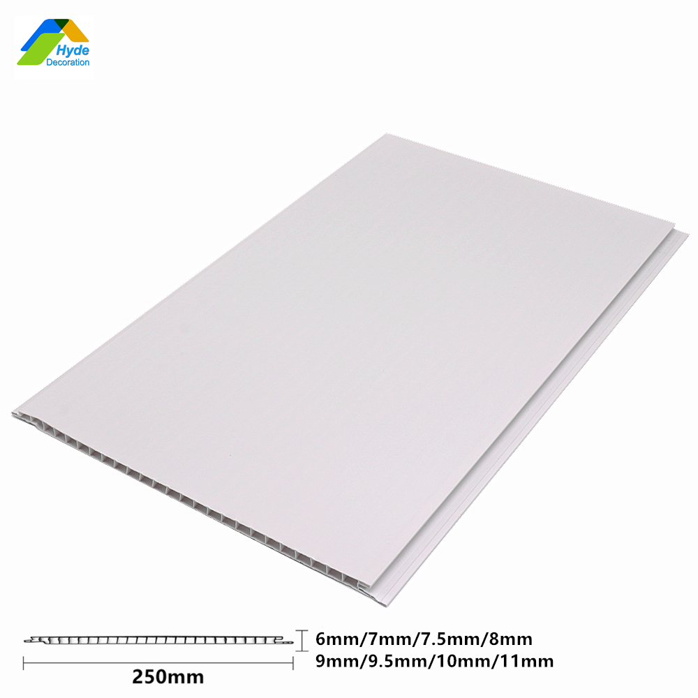P256 white color glossy pvc ceiling panel 250x7x5950mm 