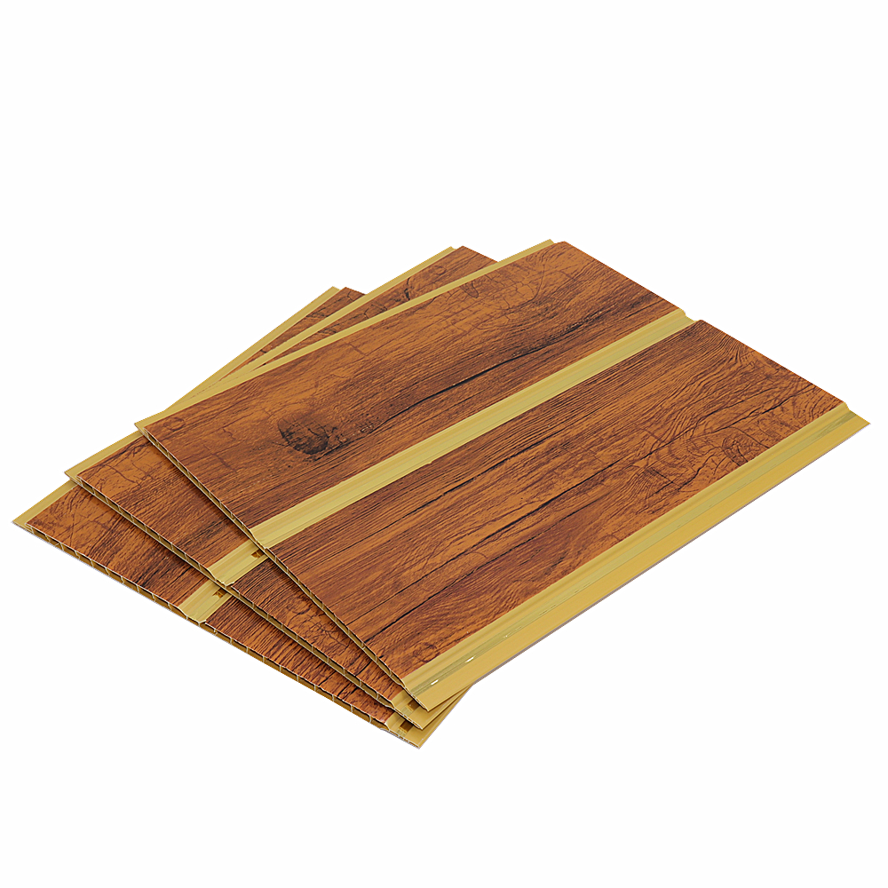 H-15 Hot stamping wood color design middle groove pvc ceiling panel 