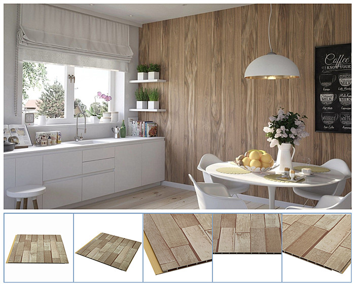W-46 wood color design pvc ceiling and wall panel  