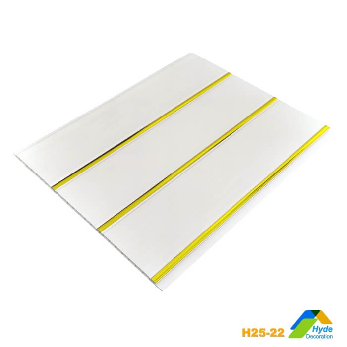 Gold Liner Groove White Color Basic PVC Ceiling Panel designs for shop
