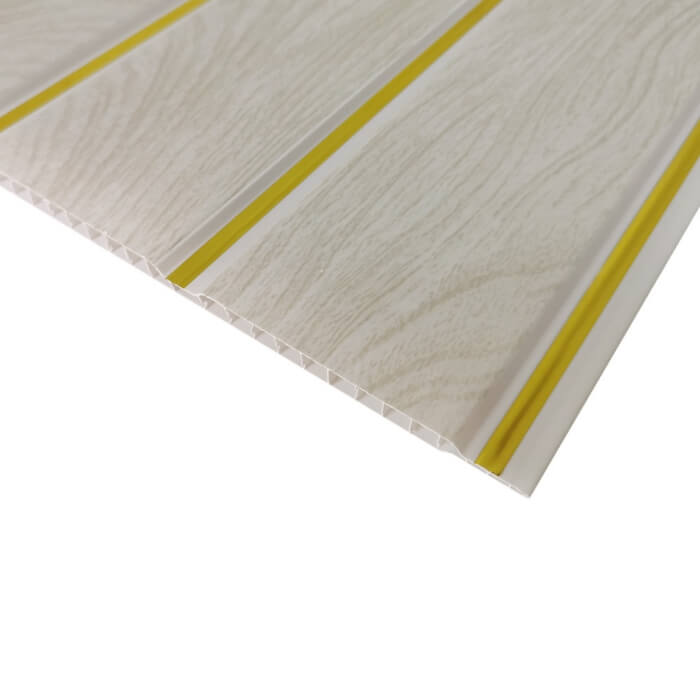 7mm Tablilla Plastica PVC Double Groove Ceiling and Wall Panel Wooden Color