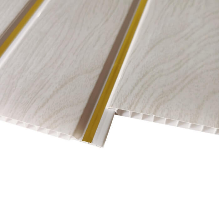 7mm Tablilla Plastica PVC Double Groove Ceiling and Wall Panel Wooden Color