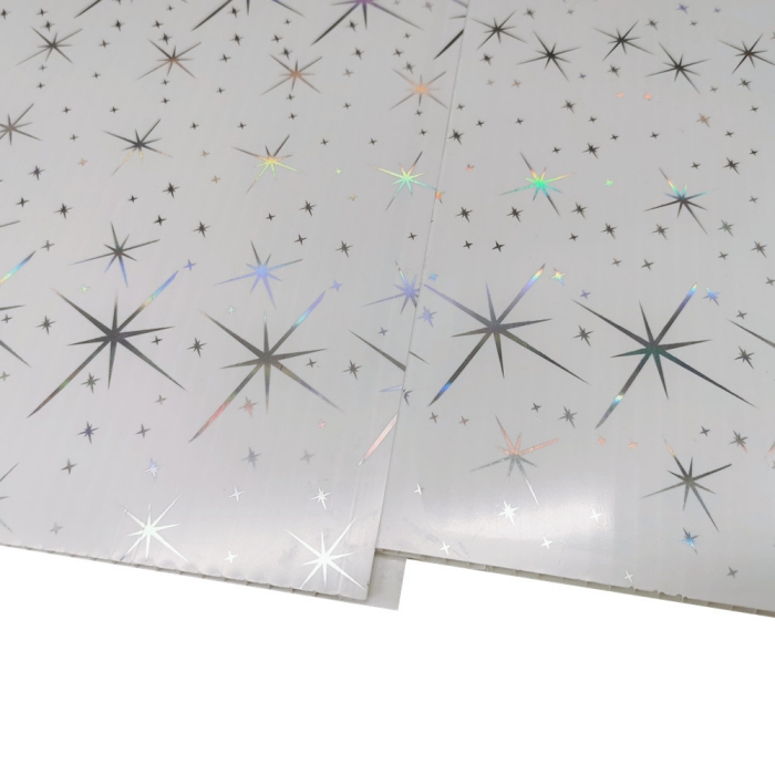 6mm Thickness Interior Wall Decorative Plastic PVC Hot Stamping Star Ceiling Panel Tile