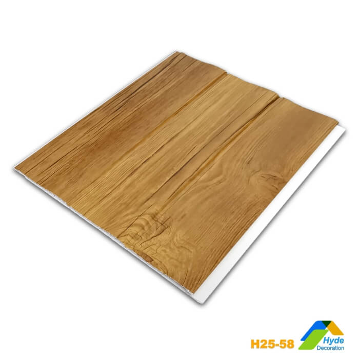 Wood Grain 3 Wave PVC Laminated Ceiling Tile 3D Wall Panels Interior Deisgn