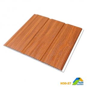 China Supplier 250/300mm width Wood color Plastic Laminated vinyl ceiling beadboard 2 Groove pvc ceiling baords